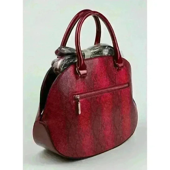 Isabelle Womens Vegan Faux Leather Satchel Bag In Red - Picture 3 of 4